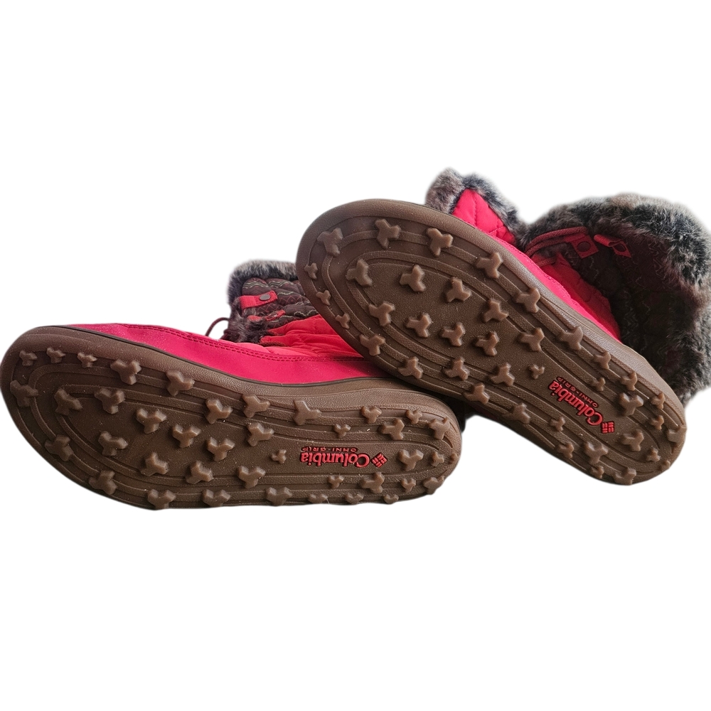 💦Columbia Red Quilted Waterproof💦 Winter Boots | Omni Grip & Faux Fur | Sz: 12 - Picture 8 of 14